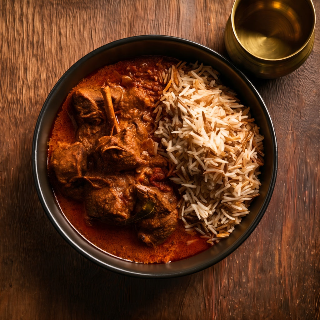 Chettinaad Mutton Curry with Cumin Rice