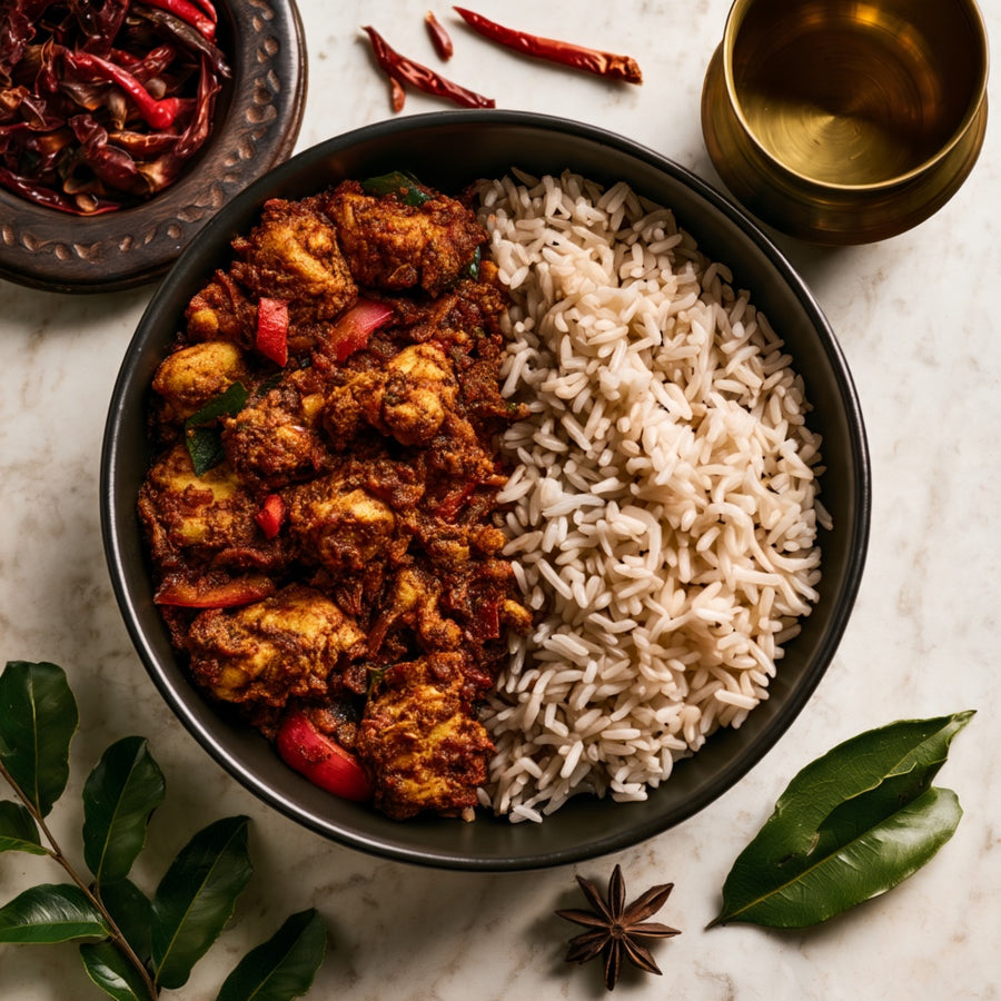 Chicken Chukka with Coconut Rice