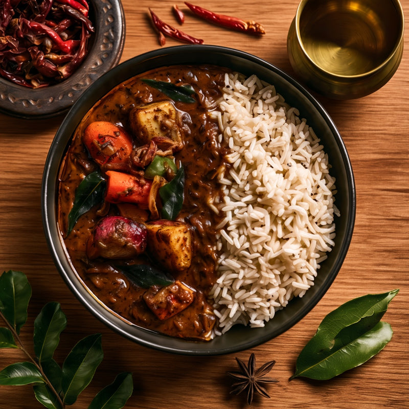 Mixed Vegetable Pepper Masala with Ponni Rice