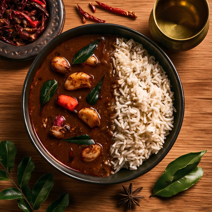 Poondu Kulambu with Ponni Rice