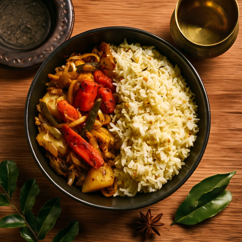 Vegetable Poriyal with Lemon Rice
