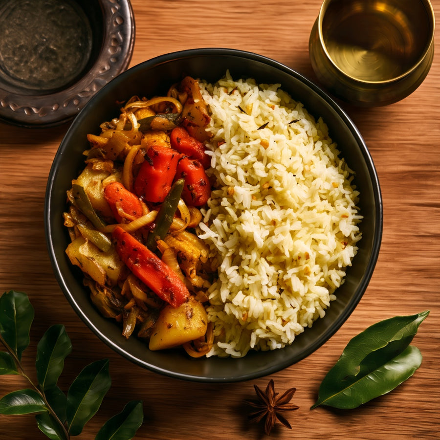 Vegetable Poriyal with Lemon Rice
